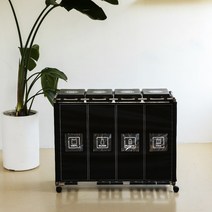 집생활연구소 프리미엄 재활용 분리수거함 4단, 블랙 + 전용 비닐 100매