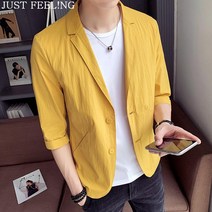 JUST FEEL!NG 남자 7부소매 정장 여름신상 캐주얼 멋쟁이 자켓 외투 오피스룩
