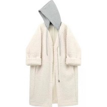 SJW 롱코트 여성 후드 레이어드 뽀글이 후리스 플리스 자켓 겨울 빅사이즈 아우터