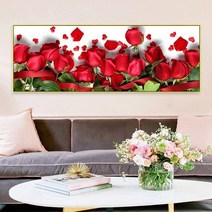 3D 장미꽃 보석십사수 라운드 큐빅 DIY세트 집순이 집돌이 취미 태교십자수, 개, 80x65 cm