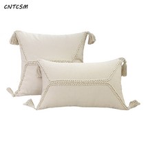 CNTCSM 보헤미안 풍뎅이 태슬 쿠션 코튼 린넨 에스닉 거실 소파 쿠션 허리베개, 4#게자리, 30*50cm(코어 미포함)