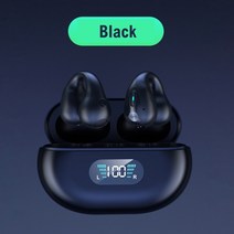 tws q80 무선 헤드폰 블루투스 5.3 골전도 이어폰 이어클립 디자인 터치 컨트롤 led 이어폰 스포츠 헤드셋, 검은색