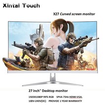커브드 게이밍 모니터 커브 곡면 27 인치 곡선 75Hz LED S-PVA 1920x1080 화면 1080P 게임 디스플레이 VGA HDMI 오디오 인터페이스, 하얀