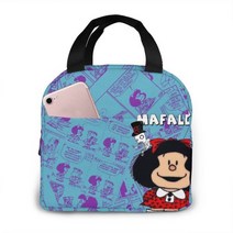 Mafalda 점심 가방 아이 여성 절연 휴대용 방수 피크닉 Coole 아침 식사 학교 재사용 식품 도시락 상자, 2