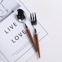 엘크 월넛우드 티스푼 티포크 3color 로즈골드-티포크1p, 1개