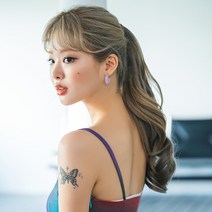 여성 벨크로 포니테일 묶음머리 가발 그레이스 웨이브 부분가발, 내츄럴블랙