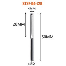Dreanique-3.175mm 4mm 6mm 8mm 생크 2 플루트 텅스텐 카바이드 엔드밀 CNC 라우터 비트 스트레이트 슬롯 밀링 커터, ST2F-D4.0-L28
