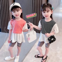 루라줌) 아기 유아 아동 키즈 돌아기 두돌 3살 4살 여름 여아 여자아이 반팔 단가라 롱 3부팬츠 스마일 상하복세트 바캉스 휴양지 휴가룩 등원룩 어린이집 여름 상하세트 외출복 조카