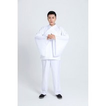 사물놀이 의상 행전 세트 농악 사물복 연주 난타 풍물놀이 공연 옷 국악 동아리 민복 삼색띠, XXL, 화이트남빅슬리브+바지