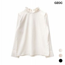 오조크 하이넥 프릴 웜 블라우스