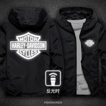 Harley Davidson 할리 데이비슨 야마하 재킷 가와사키 오토바이 후드 코트 오토바이 면 코트 반사 재킷, 할리 블랙 반사