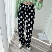[2컬러] 쇼밍제이 여성 여름 빅사이즈 와이드 냉장고 찰랑 땡땡이 도트 팬츠 바지