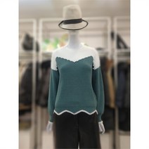 SI 라운드 진주비즈 배색 니트 SFU29610WH