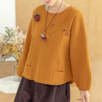 [디얼마미] 세로줄 누빔 블라우스 미시옷 빅사이즈 엄마옷 생활한복 중년 여성 마담