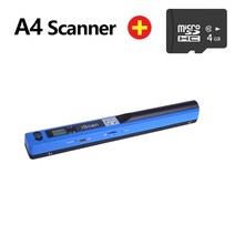 북스캐너 북스캔 책스캔 셀프북스캔 IScan-휴대용 A4 문서 스캐너 책 사무실 핸드헬드 모바일 JPG/PDF 900, 08 Blue 4G SD Card