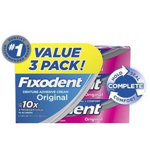 픽소덴트 오리지널 의치 틀니 접착제 크림 68g 3팩 / Fixodent Denture Adhesive Cream Original 2.4oz 3pk, 3팩묶음