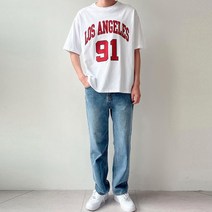 여름 LA 오버핏 반팔티셔츠 / 블랙 화이트 레드 블루