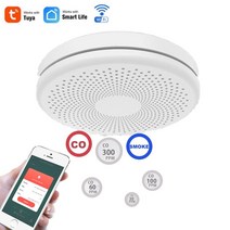일산화탄소 경보기 고감도 무선 광전 연기 감지기 co 센서 tuya wifi smart control for home use fire alarm, 2pcs 와이파이 없음