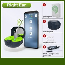 스마트 글라스 호환 VR 기계 충전식 귀 보청기 장치 고출력 BTE 이중 이어폰 청각 장애 20 채널, right ear Bluetooth, right ear Bluetooth