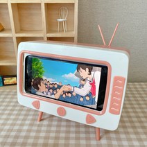 감성 레트로 TV 티슈케이스 스마트폰 거치대 답례품 판촉물 기념품 행사선물 돌잔치 소량주문가능, 핑크