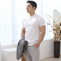 보스트핏 남자 머슬핏 헨리넥 반팔 티셔츠 6color