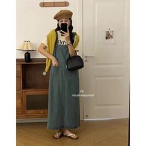 멜빵 청 치마 여성 롱 스커트 데님 서스펜더 초봄 신제품 미국산 작고 루즈한 레트로 슬리밍