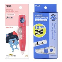 플러스 카카오프렌즈 수정테이 WH615 본품 1개 + 리필 605R (블루 10개입) 1세트, 리트 네오(본품 1개) + 리필(블루 10개입)