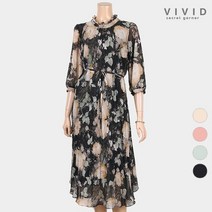 비비드시크릿가너 프릴스탠카라 쉬폰 원피스 VS126013