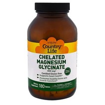 Country Life Chelated Magnesium Glycinate 컨츄리라이프 킬레이트 마그네슘 글리시네이트 400mg 타블렛 180정, 1개