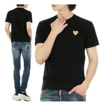 [꼼데가르송] AZ T216 BLACK 골드하트 와펜 반팔 티셔츠