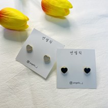 데일리 심플 미니 하트 은침 귀걸이