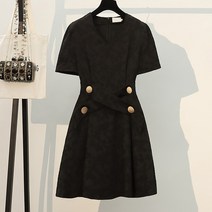 봄빛[L-5XL]플라워 자수 빅버튼 미니 플레어 셔츠 원피스 63221