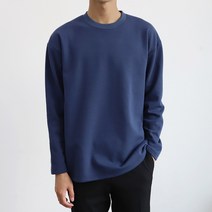 더베이직샵 기모 소프트터치 크루넥 세미오버 특양면 무지 긴팔 라운드 티셔츠