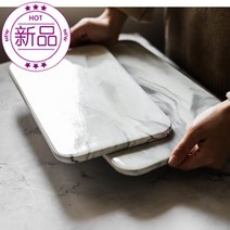 JINGHENG 북유럽스타일의 심플 대리석무늬 세라믹 받침대 직사각형 플레이트 도마 초밥 u빵 플랫, 기본