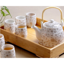 중국자기명지경덕진 도자기다기 전세트 주전자 가정용찻주전자 찻잔+쟁반, 1