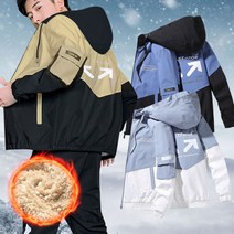 방한 기모 점퍼 겨울 후드 집업 방수 방풍 심플 자켓 상의 패딩 커플 아노락바람막이 남자 경량 후드티