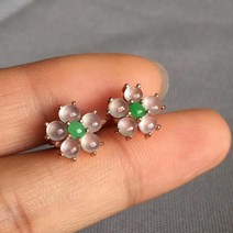 옥귀걸이 천연석 풍수 꽃 옥수 귀 스터드 얼음 Jadeite 옥 매화 귀걸이 반지 보석 Exquisite 하고