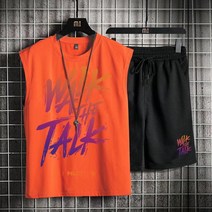 캐주얼 스포츠 반팔 반바지 두 조각 패션 남성 여름 조끼 정장