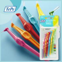 테페 가정용 치간칫솔 ㄱ자형 앵글형(0.4분홍 0.45주황 0.5빨강 0.6파랑 0.7노랑 0.8녹색), 0.6(파랑), 3팩(6개입)
