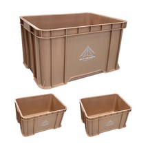 뉴플라스틱 캠핑상자 수납박스 만능6호 사각상자 운반상자 정리함 공구함 3개 1세트, 캠핑박스 52L 브라운(3개묶음)