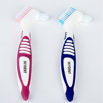 스카이덴트 치과용 덴쳐 틀니 칫솔 색상선택 핑크 파랑 치과 틀니 칫솔, 빨강, 1개