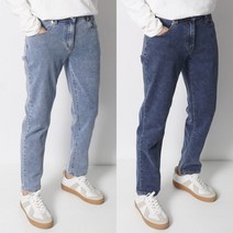 남자 밴딩 연청 청바지 스판 9부 빅사이즈 블랙진 일자 진청