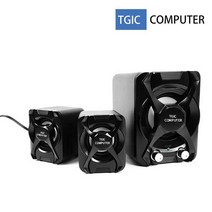 TGIC컴퓨터 TGS-747 2.1채널 스피커 유선 5W 우퍼 3W2인치 위성유닛 고품질사운드 컴퓨터 노트북 방진패드부착 강력한저음 영상 노래감상