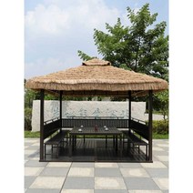 야외 가제보 파빌리온 정자 레스토랑 목재파고라 펜션, 3.5x3.5m+3면+테이블2개