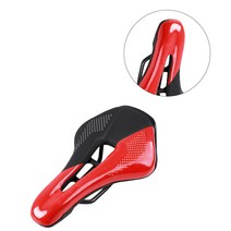 도로 자전거 안장 안장 좌석 중공 디자인 통기성 PU 가죽 표면 실리카 채워진 젤 쿠션 좌석 도로 사이클링 액세서리, 블랙 레드