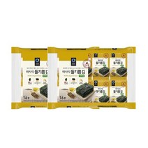 청정원 아침메뉴추천 바사삭 들기름 파래김 도시락 김 반찬 맛있는 어린이간식 4g 16봉 2개 간단한요리 간편식, 46세트