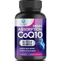 coq10 100mg - 초강력 흡수 앰프 심장 건강 지원 - 천연 형태의 코엔자임 Q10 보충제 - 세포 에너지를 지원하는 항산화제 - 60 소프트젤 60일 공급