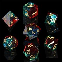 보드 게임 주사위 dnd dice set sharp edge dice handmade resin polyhedral dice for rpg 롤링 게임, 믹스 그린 레드