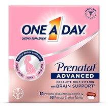 One A Day 여성용 임산부 어드밴스드 컴플리트 종합 비타민 뇌 지원* 콜린 엽산 오메가-3 DHA 및 철분 함유 임신 전 중 후용 60+60개 총 120개 세트 2