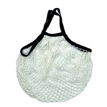 요리 주방 용품 휴대용 재사용 가능한 식료품 가방 과일 야채 세탁 코튼 메쉬 스트링 오가닉 주최자 핸드백 짧은 핸들 그물 토트, Black Line White